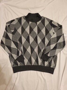 90s Cricket Lane Geometric Mock Neck Lightweight Sweater Womens Petite